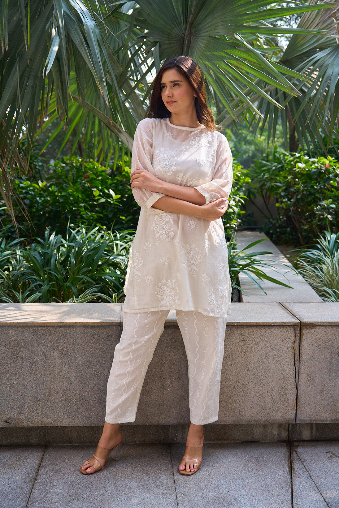 Off-white digitally embroidered coord set- JSB design