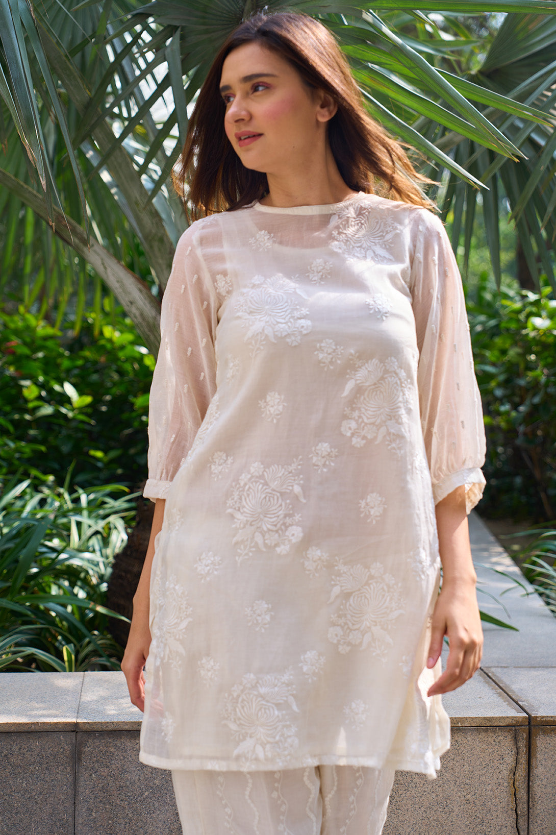 Off-white digitally embroidered coord set- JSB design