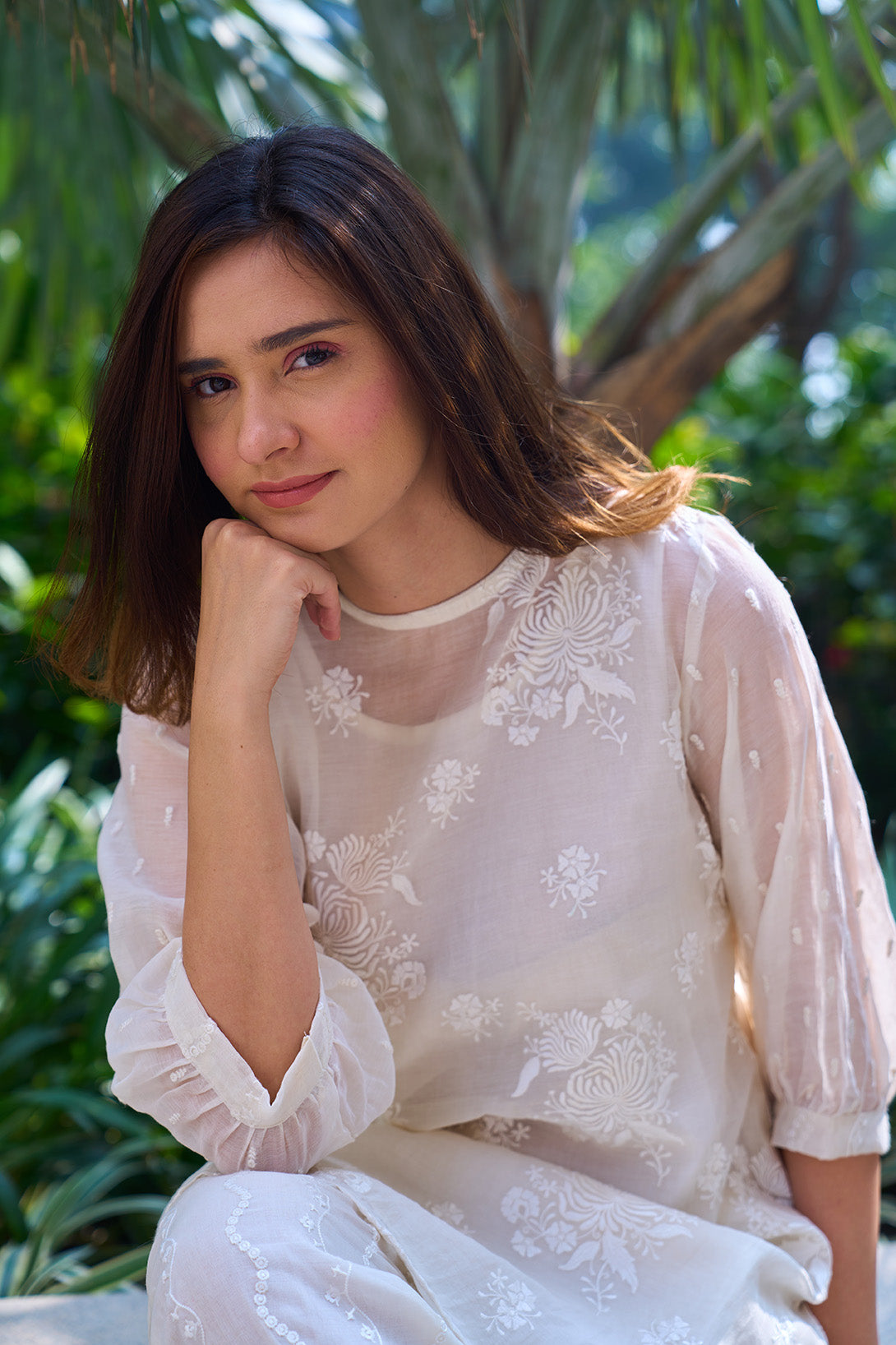 Off-white digitally embroidered coord set- JSB design