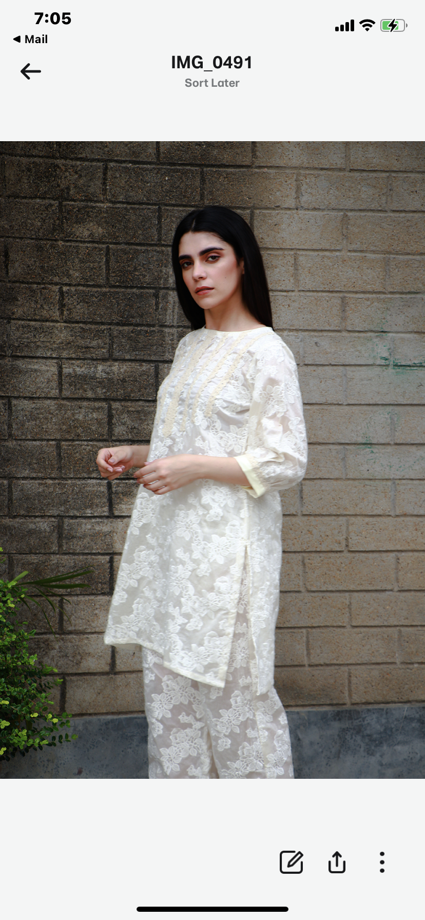 Off white chanderi & lace coord set