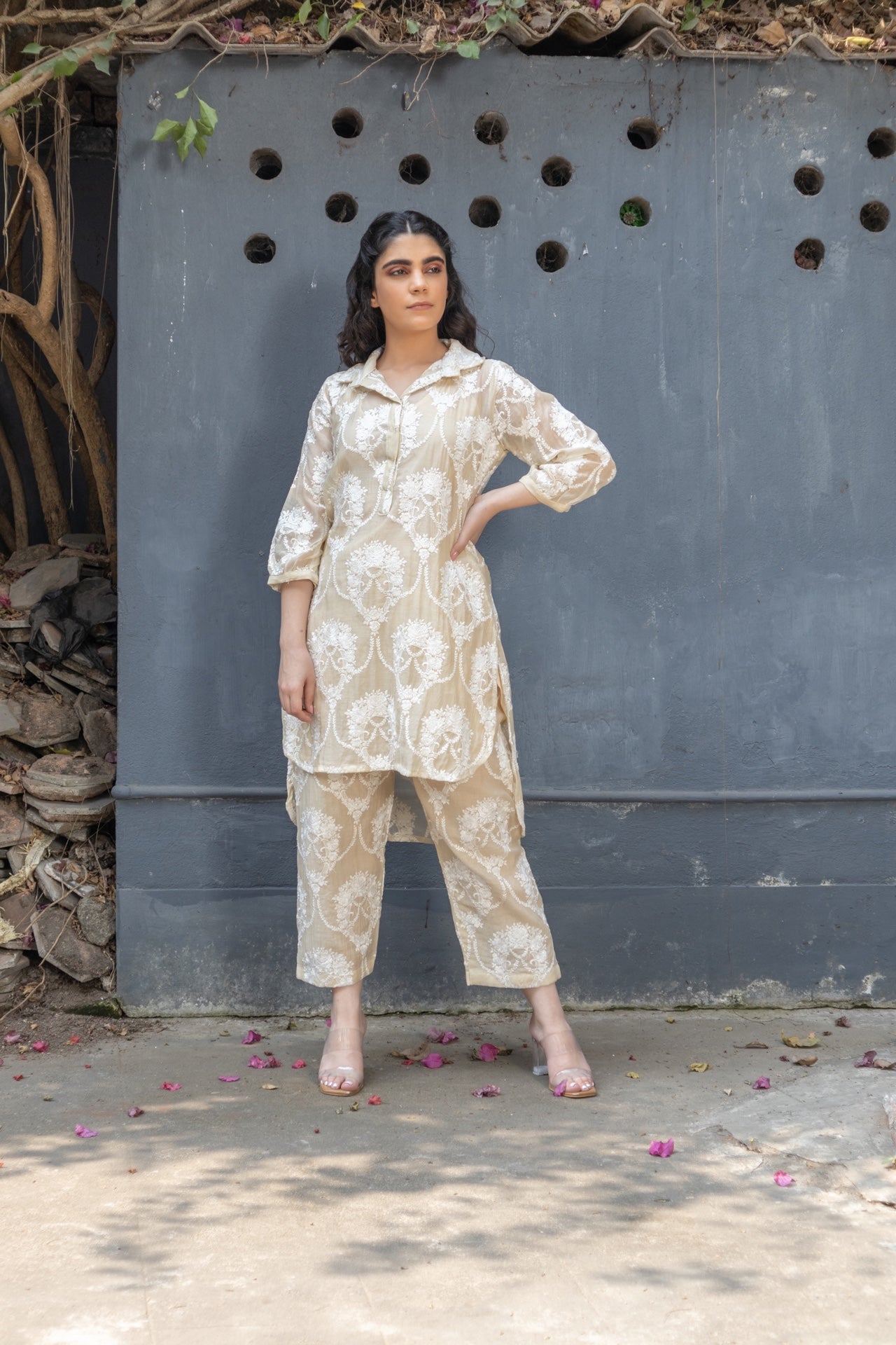 Off white chanderi coord set