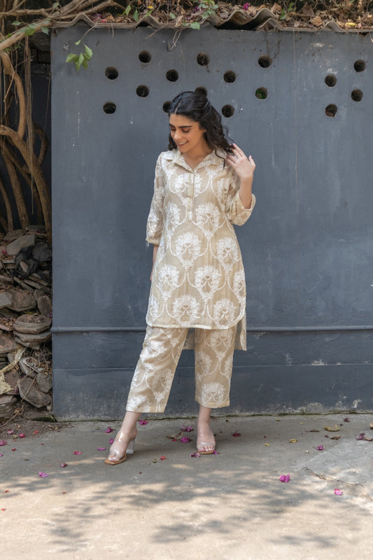 Off white chanderi coord set